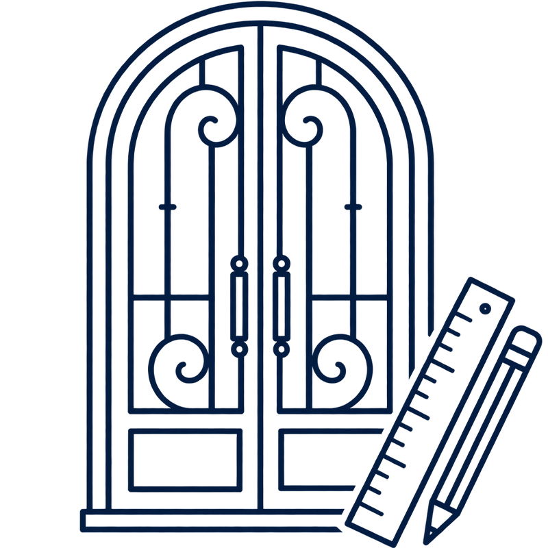 Door and ruler icon representing measurement assistance