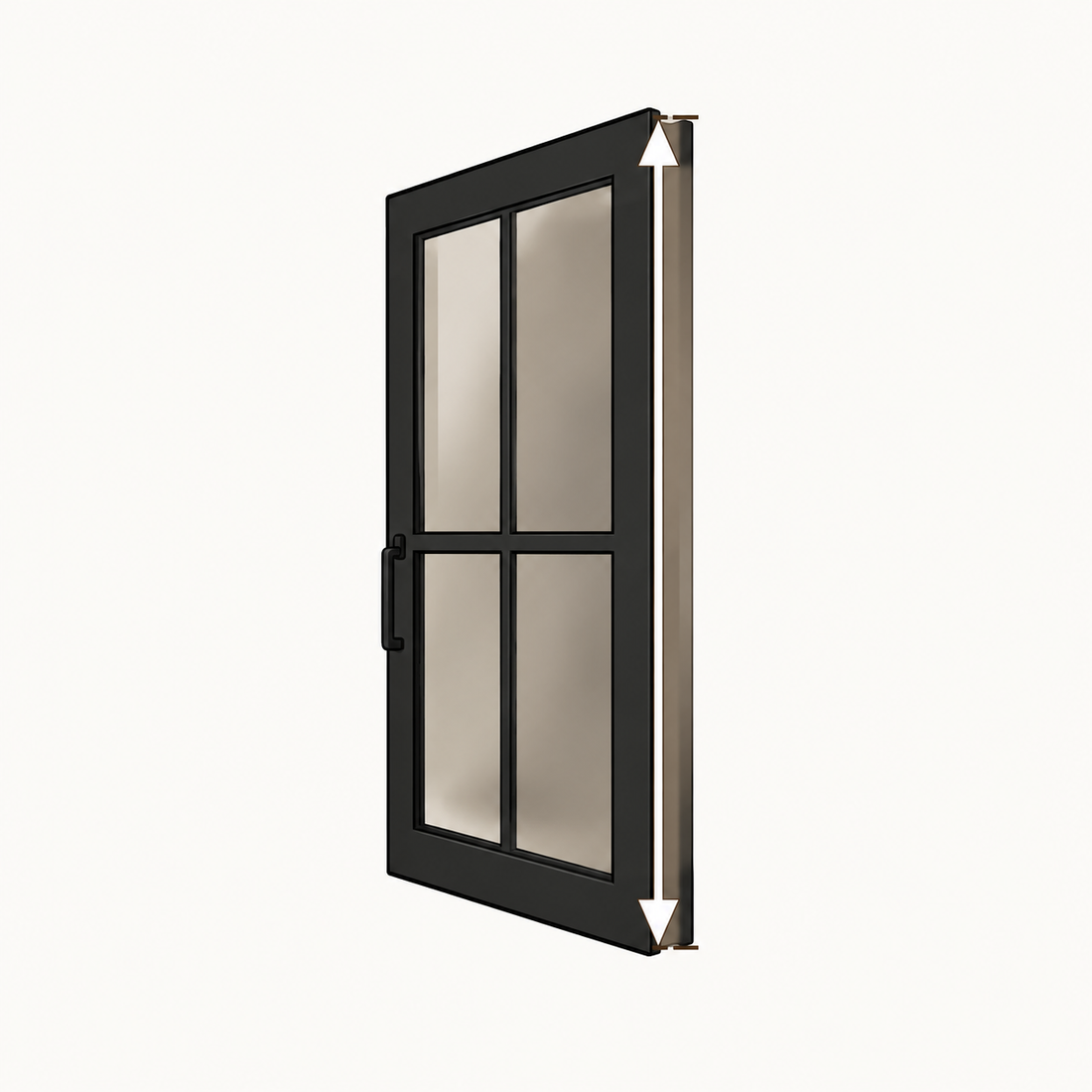 Open iron door slab and frame on a white background