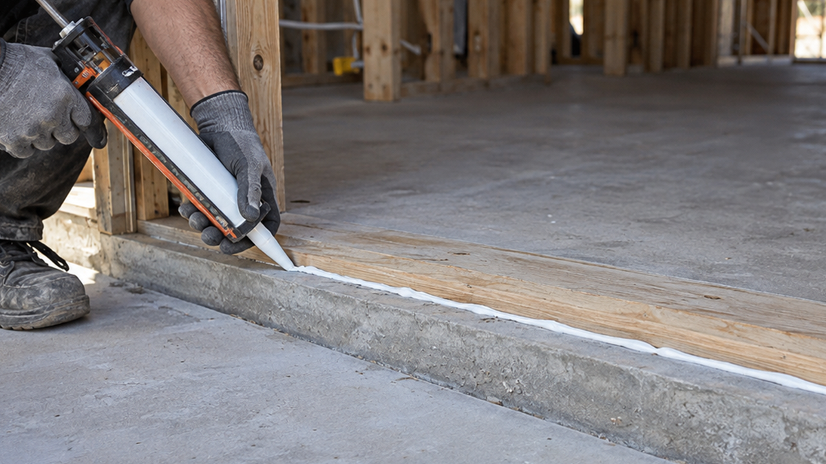 Applying sealant at a door threshold