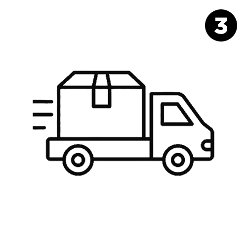 Step three icon showing a delivery truck