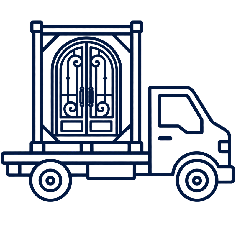 Door and truck icon representing project planning and delivery