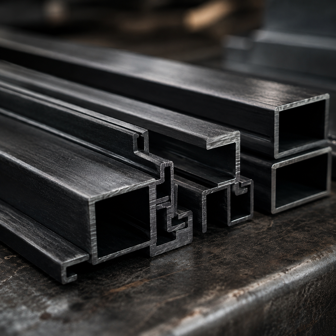 Stacked rectangular steel profiles for iron door fabrication