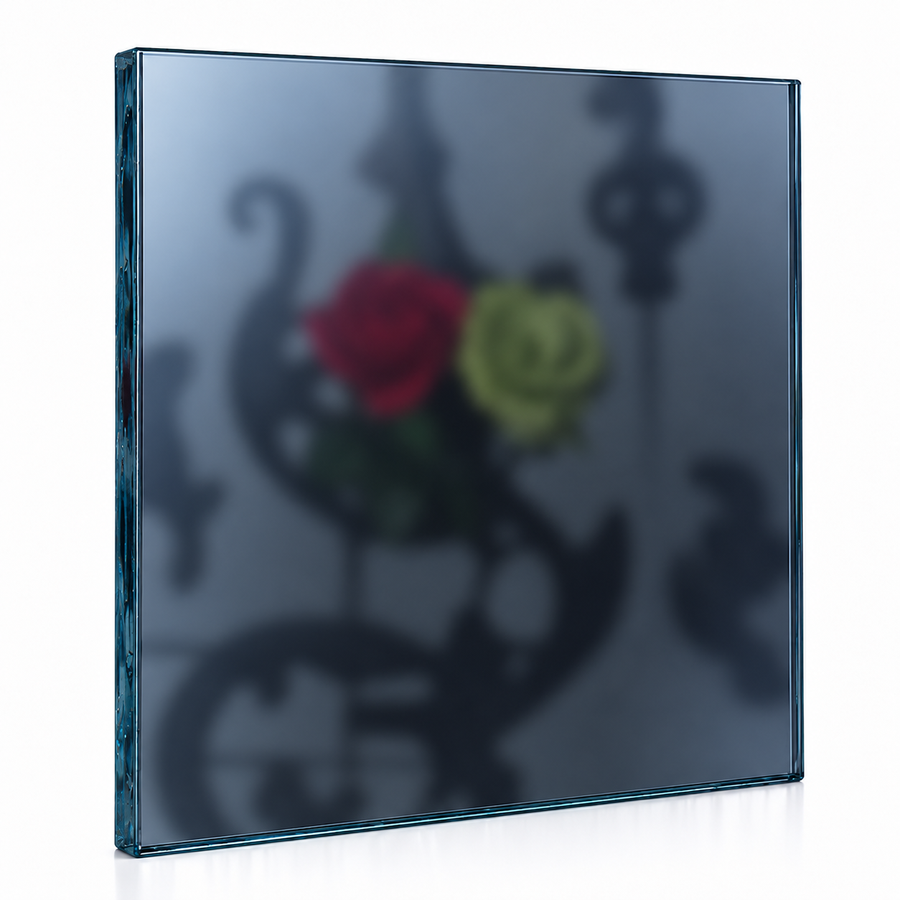 Blue reflective glass sample