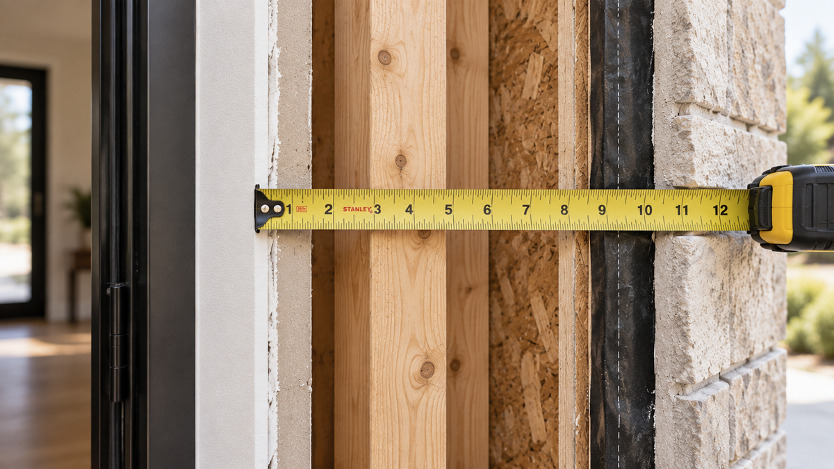 Measuring door jamb and wall thickness with a tape measure