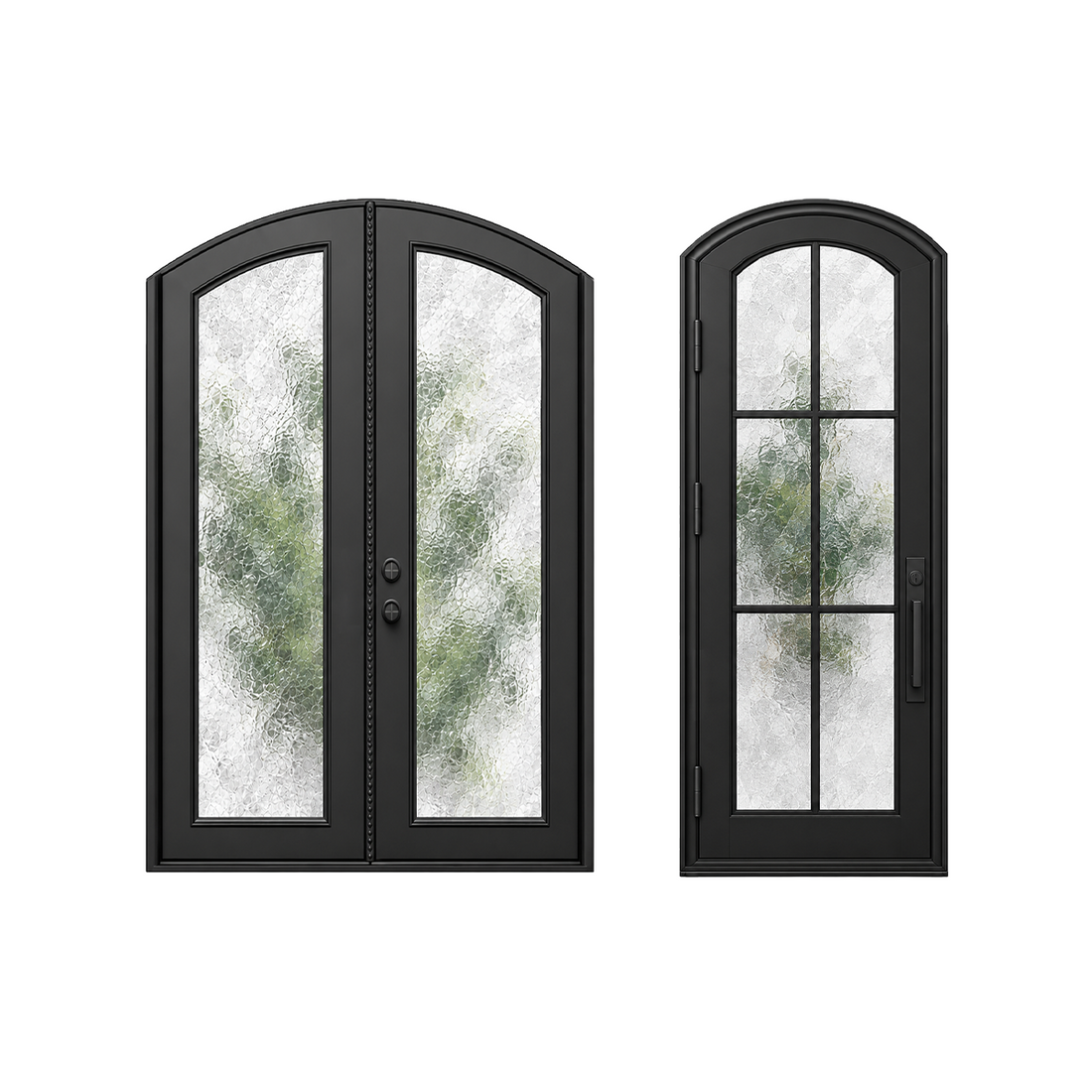 Single and double iron door eyebrow arch top styles