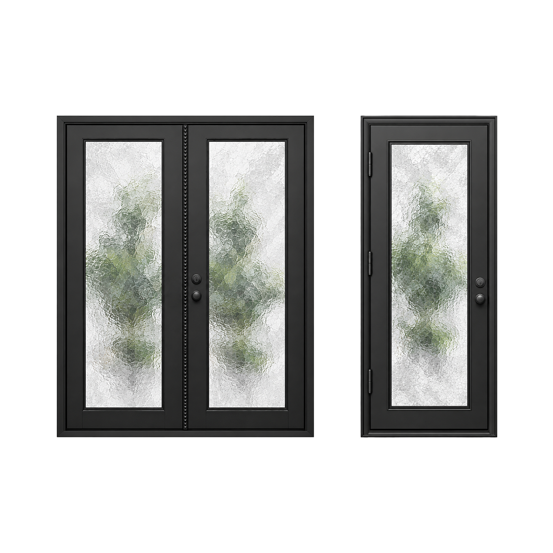 Single and double iron door square top styles